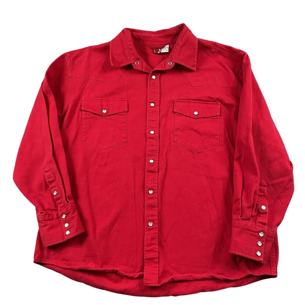 VTG Marlboro Chamois Shirt Mens XL Western Pearl Snap Button Heavy